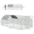 PAWHUT - Enclos poulailler chenil 15,96 m² - parc grillagé dim. 5,7L x 2,8l x 1,97H m - espace couvert - acier galvanisé - vignette