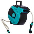 DURHAND - Dévidoir mural enrouleur automatique pivotant 180Â° tuyau 15 + 1,5 m avec lance arrosage support mural intégré turquoise noir - vignette