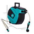 DURHAND - Dévidoir mural enrouleur automatique pivotant 180Â° tuyau 15 + 1,5 m avec lance arrosage support mural intégré turquoise noir - vignette