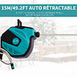 DURHAND - Dévidoir mural enrouleur automatique pivotant 180Â° tuyau 15 + 1,5 m avec lance arrosage support mural intégré turquoise noir - vignette
