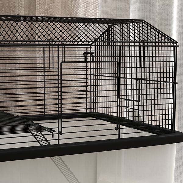 PAWHUT - Cage rongeur hamster 2 étages - roulettes, plateforme, échelle, accessoires - PP transparent acier noir - large