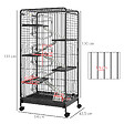 PAWHUT - Cage pour petits animaux roulante 5 rampes 5 plateformes gamelle distributeur eau plateau amovible métal PP noir - vignette