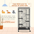 PAWHUT - Cage pour petits animaux roulante 5 rampes 5 plateformes gamelle distributeur eau plateau amovible métal PP noir - vignette