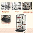 PAWHUT - Cage pour petits animaux roulante 5 rampes 5 plateformes gamelle distributeur eau plateau amovible métal PP noir - vignette