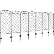 OUTSUNNY - Lot de 7 clôtures de jardin décoratives en métal avec ornements - dim. totales 344L x 110H cm - noir - vignette