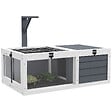 PAWHUT - Maison enclos cage pour petit animal tortue avec 2 espaces bois gris - vignette