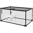 PAWHUT - Terrarium en verre - vivarium reptiles & batraciens - habitat tortue - couvercle grillagé coulissant verrouillable - accessoires, thermomètre inclus - métal noir verre - vignette
