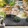 OUTSUNNY - Caillebotis - dalles terrasse - lot de 11 - clipsables, installation très simple - lamelles composite aspect bois gris - vignette