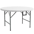 OUTSUNNY - Table pliante table de camping pliable table de jardin Ø 122 x 73H cm poignée acier époxy HDPE blanc - vignette