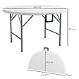 OUTSUNNY - Table pliante table de camping pliable table de jardin Ø 122 x 73H cm poignée acier époxy HDPE blanc - vignette