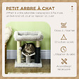 PAWHUT - Arbre à chat griffoirs sisal naturel et massant plateforme panier jeu boule suspendue peluche gris - vignette