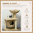 PAWHUT - Arbre à chat style cosy chic griffoirs boule ressort niche panier 2 coussins inclus quenouille sisal naturel peluche beige - vignette