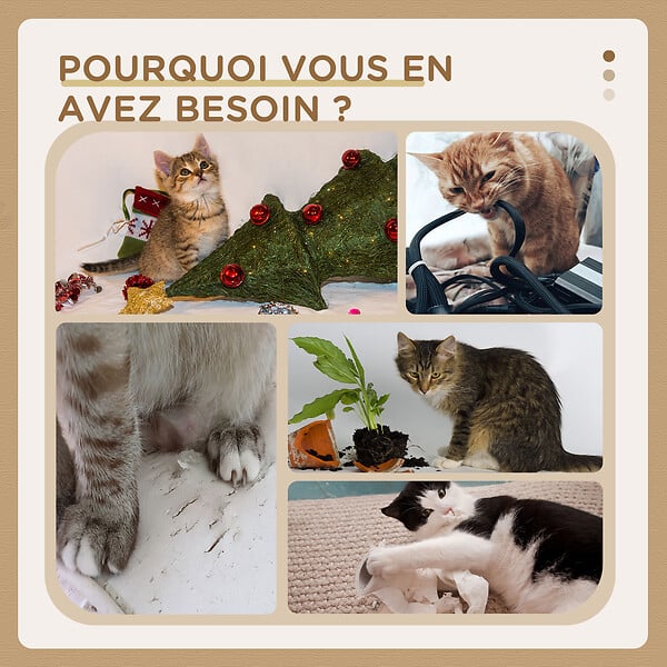 PAWHUT - Arbre à chat style cosy chic griffoirs boule ressort niche panier 2 coussins inclus quenouille sisal naturel peluche beige - large