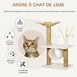 PAWHUT - Arbre à chat style cosy chic fleur - griffoirs, tunnel, plateformes, 4 jeux de boules -  peluche blanche quenouille tressée - vignette