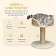 PAWHUT - Arbre à chat griffoir 2 niveaux H. 49 cm - poteau sisal, plateforme observation, jeu de boule suspendue - jute polyester beige - vignette