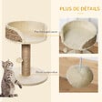 PAWHUT - Arbre à chat griffoir 2 niveaux H. 49 cm - poteau sisal, plateforme observation, jeu de boule suspendue - jute polyester beige - vignette