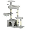 PAWHUT - Arbre à chat griffoirs sisal naturel niche plateformes panier hamac jeux boules suspendues peluche gris - vignette