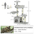 PAWHUT - Arbre à chat griffoirs sisal naturel niche plateformes panier hamac jeux boules suspendues peluche gris - vignette