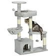 PAWHUT - Arbre à chat griffoirs sisal naturel niche plateformes panier hamac jeux boules suspendues peluche gris - vignette