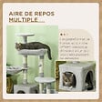 PAWHUT - Arbre à chat griffoirs sisal naturel niche plateformes panier hamac jeux boules suspendues peluche gris - vignette