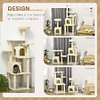 PAWHUT - Arbre à chat modulable - griffoirs, 2 niches, 4 plateformes, 2 boules suspendues - peluche douce beige - vignette