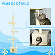 PAWHUT - Arbre à chat hauteur réglable 230-260 cm - niche, 3 plateformes - douce peluche courte beige - vignette