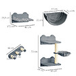 PAWHUT - Mur d'escalade pour chat - arbre à chat design mural - griffoirs, plateformes, 2 paniers, échelle - sisal peluche gris - vignette