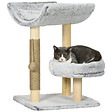 PAWHUT - Arbre à chat griffoir chanvre naturel panier plateforme d'observation jeu boule suspendue bois panneaux peluche gris - vignette