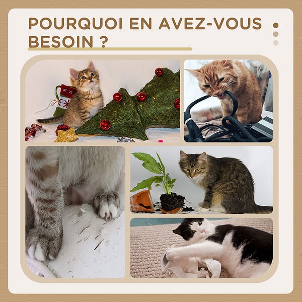 PAWHUT - Arbre à chat griffoir chanvre naturel panier plateforme d'observation jeu boule suspendue bois panneaux peluche gris - large