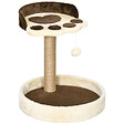 PAWHUT - Arbre à chat griffoir design patte de chat jeu boule suspendue panier plateforme observation peluche beige marron jute naturelle - vignette