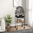 PAWHUT - Cage à oiseaux design maison mangeoires perchoirs 3 portes plateau excrément amovible noir - vignette