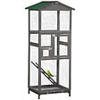 PAWHUT - Cage à oiseaux volière grande taille 2 portes toit asphalte tiroir amovible bois gris - vignette