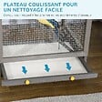 PAWHUT - Cage à oiseaux volière grande taille 2 portes toit asphalte tiroir amovible bois gris - vignette