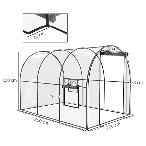 OUTSUNNY - Serre tunnel serre à tomates surface sol 6 m² 3L x 2l x 2H m - large