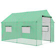 OUTSUNNY - Serre de jardin tunnel 6 m² porte 4 fenêtres acier galvanisé PE vert - vignette