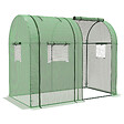 OUTSUNNY - Serre de jardin 1,8 m² - 2 portes zippées 4 fenêtres - acier PE vert - vignette