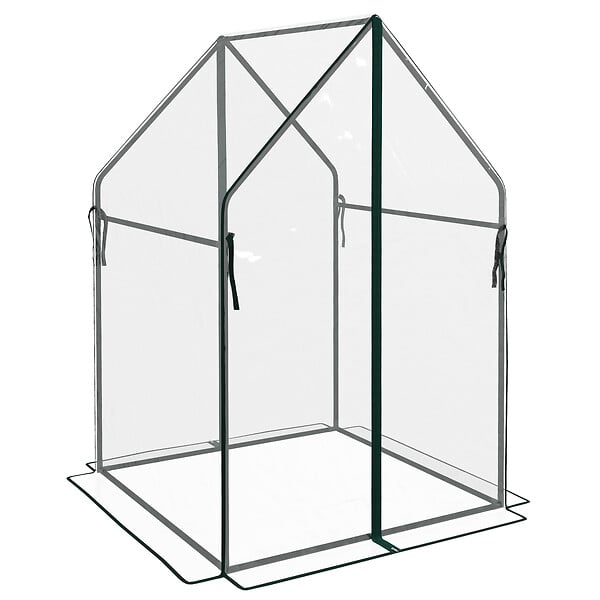 OUTSUNNY - Serre de jardin balcon terrasse serre pour tomates 0,9L x 0,9l x 1,45H m double porte acier PVC transparent vert - large
