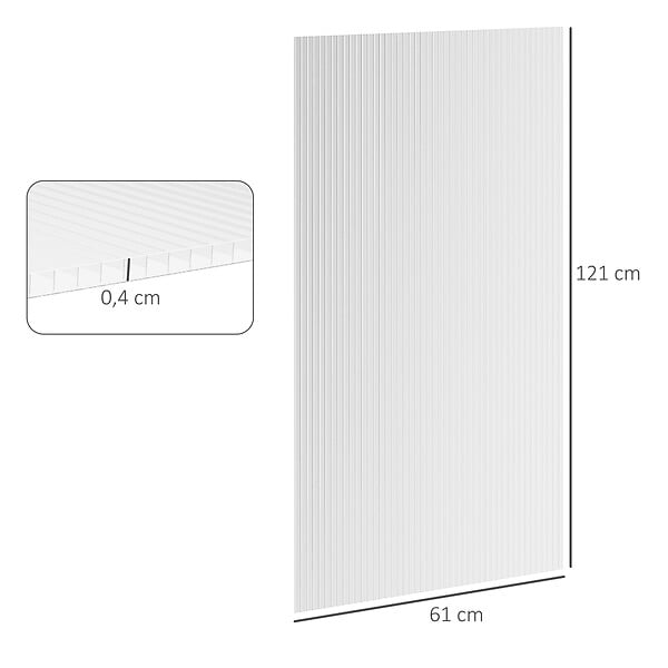 OUTSUNNY - Lot de 14 panneaux polycarbonate alvéolaire 4 mm transparent dim. 121L x 61l cm - large