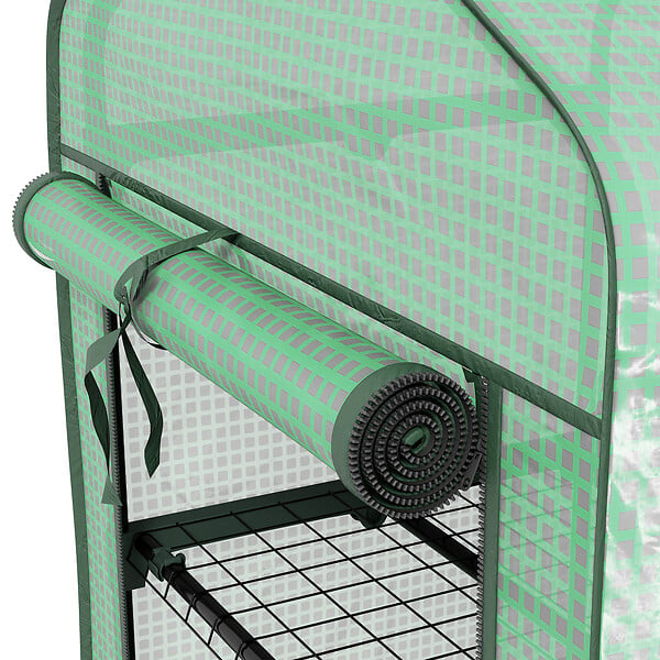 OUTSUNNY - Mini serre de jardin 3 étagères porte enroulable 4 roulettes PE - large