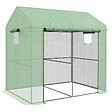 OUTSUNNY - Serre de jardin 2,8 m² porte zippée 2 fenêtres acier PE vert - vignette