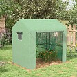 OUTSUNNY - Serre de jardin 2,8 m² porte zippée 2 fenêtres acier PE vert - vignette