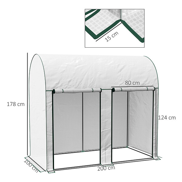 OUTSUNNY - Serre de jardin 2 m² serre à tomates 2 portes acier PE blanc - large