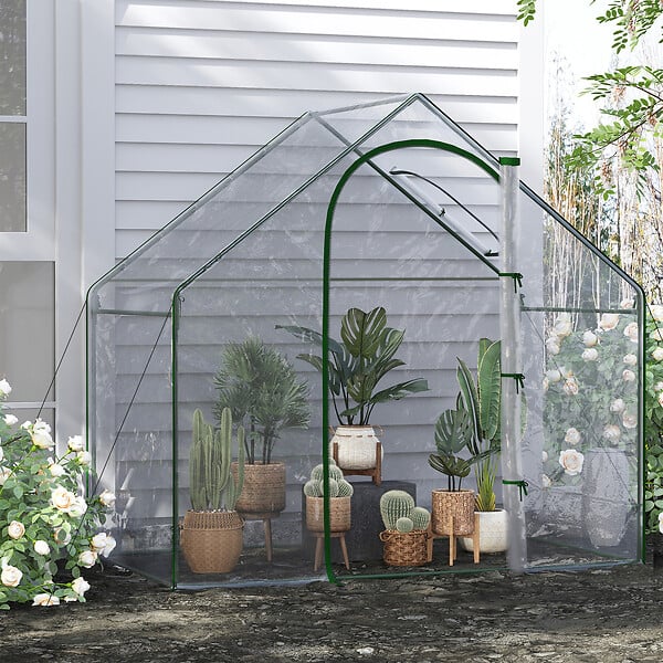 OUTSUNNY - Serre de jardin balcon terrasse serre pour tomates 1,8L x 1l x 1,68H m acier PE imperméable transparent - large