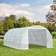 OUTSUNNY - Serre de jardin tunnel surface sol 18 m² 6L x 3l x 2H m châssis tubulaire renforcé 24 mm 8 fenêtres blanc - vignette