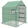 OUTSUNNY - Serre de jardin 6 tablettes dim. 1,4L x 0,73l x 1,9H m porte déroulante fenêtres acier PE haute densité vert - vignette