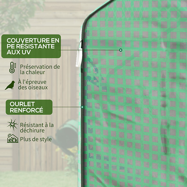 OUTSUNNY - Serre de jardin 6 tablettes dim. 1,4L x 0,73l x 1,9H m porte déroulante fenêtres acier PE haute densité vert - large