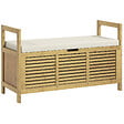 HOMCOM - Banc à chaussures coffre de rangement 2 en 1 avec coussin bambou - vignette