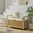 HOMCOM - Banc à chaussures coffre de rangement 2 en 1 avec coussin bambou - vignette