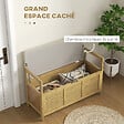 HOMCOM - Banc à chaussures coffre de rangement 2 en 1 avec coussin bambou - vignette
