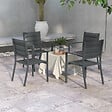 OUTSUNNY - Lot de 4 chaises de jardin empilables avec accoudoirs alu textilène gris - vignette